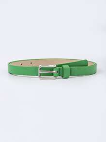 Square Buckle Belt With Punch Tool - Green - View 2