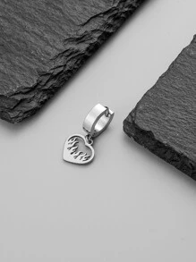 时尚流行 1 件男士火焰与心形吊坠耳环不锈钢可作为珠宝礼物，打造时尚情人节造型 - 銀色 - 查看 5