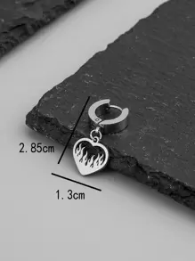 时尚流行 1 件男士火焰与心形吊坠耳环不锈钢可作为珠宝礼物，打造时尚情人节造型 - 銀色 - 查看 6