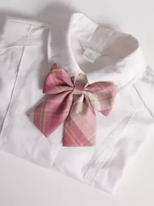 Plaid Print Bow Tie & Tie Back To School Uniform Suit Slouchy Tie  Valentine's Day Valentines - Multicolor - View 6