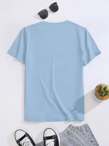 SHEIN Unity Number And Letter Graphic Tee Graphic Tees Women Tops - Baby Blue - View 2