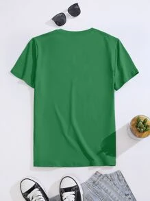 SHEIN Unity Áo thun nữ Lá thư Giải trí - màu xanh lá - Xem 2