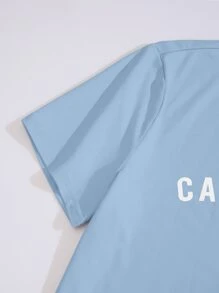 SHEIN Unity Number And Letter Graphic Tee Graphic Tees Women Tops - Baby Blue - View 4