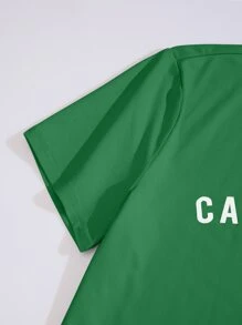 SHEIN Unity Áo thun nữ Lá thư Giải trí - màu xanh lá - Xem 3