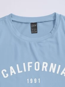 SHEIN Unity Number And Letter Graphic Tee Graphic Tees Women Tops - Baby Blue - View 5