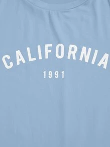 SHEIN Unity Number And Letter Graphic Tee Graphic Tees Women Tops - Baby Blue - View 6