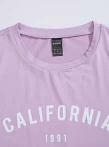 SHEIN Unity Number And Letter Graphic Tee Graphic Tees Women Tops - Lilac Purple - View 6