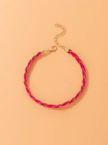 imoli Two Tone Braided Anklet - Hot Pink - View 4