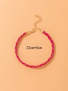 imoli Two Tone Braided Anklet - Hot Pink - View 5
