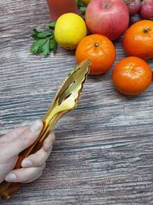 1入組不銹鋼燒烤廚房鉗帶矽膠尖 - 金色 - 查看 5