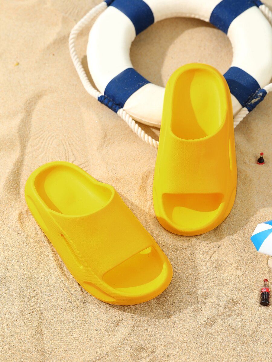 Boys Hollow Out Single Band Slippers - Yellow - View 1