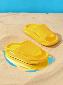 Boys Hollow Out Single Band Slippers - Yellow - View 2