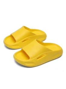 Boys Hollow Out Single Band Slippers - Yellow - View 3