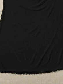 SHEIN Unity Đầm mặc nhà Kích Thước Lớn Thắt nút Xù nhỏ màu trơn Giải trí - màu đen - Xem 5