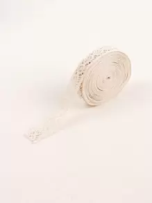 1入組5y/2cm米色蕾絲絲帶,適用於禮品包裝、髮箍製作和婚禮裝飾diy花束、縫紉拼布材料手工藝品 - 米色 - 查看 1