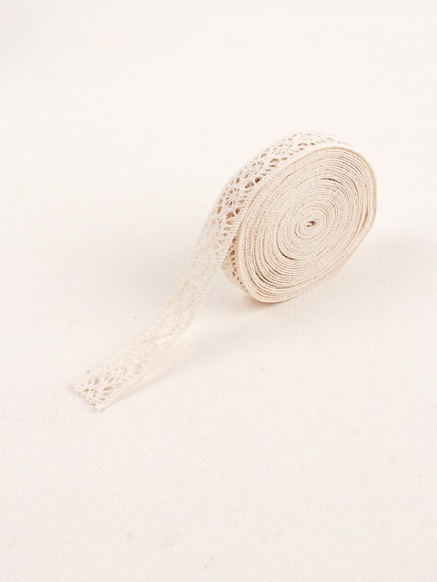 1入組5y/2cm米色蕾絲絲帶,適用於禮品包裝、髮箍製作和婚禮裝飾diy花束、縫紉拼布材料手工藝品 - 米色 - 查看 1