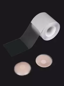 Plus 1pair Nipple Cover With 1roll Adhesive Breast Tape - Multicolor - View 2