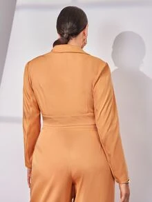 SHEIN X Joanna 大碼前打結短版西裝 - 橘色 - 查看 2