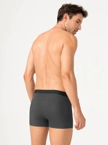 David Archy Men Letter Tape Waist Boxer Brief - Dark Grey - View 2