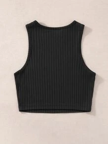 SHEIN Unity 條紋針織不對稱背心上衣 - 黑色 - 查看 2