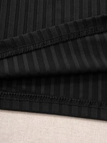 SHEIN Unity 條紋針織不對稱背心上衣 - 黑色 - 查看 5
