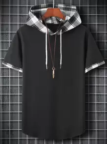 Manfinity Hypemode Tops Nam Dây kéo Sọc ca rô Sẵn sàng - màu đen - Xem 1