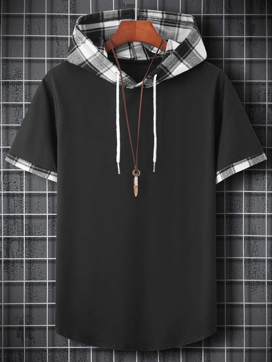 Manfinity Hypemode Tops Nam Dây kéo Sọc ca rô Sẵn sàng - màu đen - Xem 1