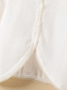 SHEIN Girls Striped Trim Cardigan - White - View 3