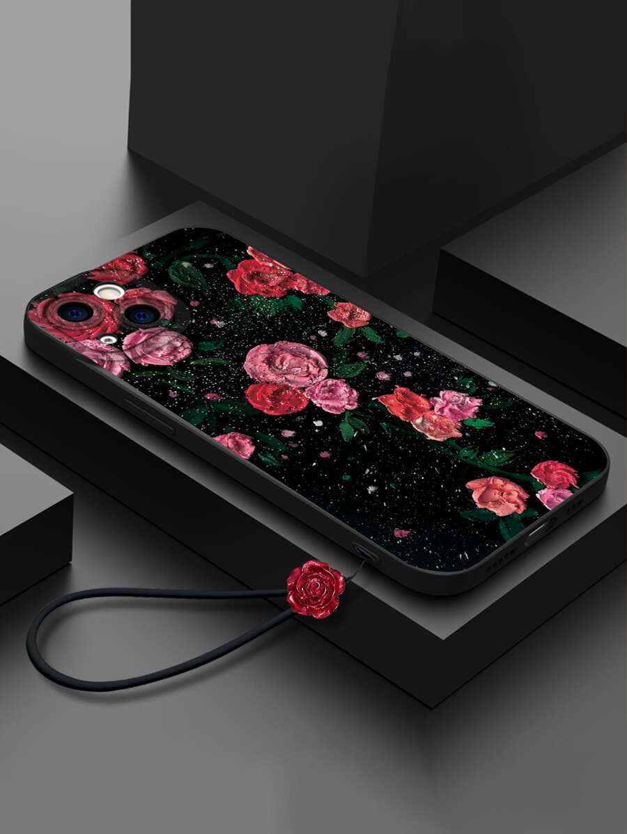 1 件复古玫瑰天使眼挂绳手机壳，适用于 iPhone 16 15 14 13 12 11 XS XSMAX 7P 7SE、三星 S24U 23UY 22U S20FE S21FE A55 A54 A53 A35 - 彩色 - 查看 1