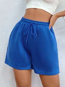 SHEIN Unity 腰部抽繩斜口袋短褲