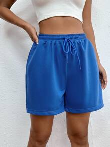 SHEIN Unity 腰部抽繩斜口袋短褲