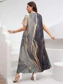 Mulvari Plus Marble Print Tunic Dress - Multicolor - View 2