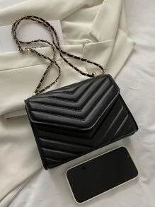 Lightweight,Business Casual Mini Chevron Snap Button Square Bag For Teen Girls Women College Students,Rookies & White-collar Workers Perfect for Office,College,Work ,Business,Commute,Outdoors, Travel, Outings - Black - View 8