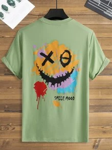 Manfinity EMRG Tops Nam Hoạt hình Lá thư Đường phố - Màu xanh Bạc hà - Xem 1