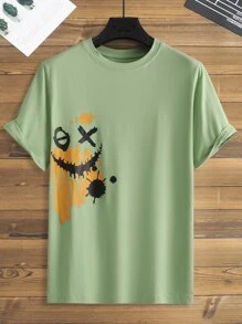 Manfinity EMRG Tops Nam Hoạt hình Lá thư Đường phố - Màu xanh Bạc hà - Xem 2