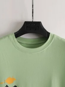 Manfinity EMRG Tops Nam Hoạt hình Lá thư Đường phố - Màu xanh Bạc hà - Xem 5