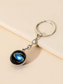 Glow In The Dark Galaxy Print Ball Charm Keychain Casual - Multicolor - View 1