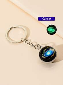 Glow In The Dark Galaxy Print Ball Charm Keychain Casual - Multicolor - View 2