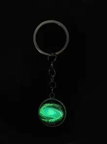 Glow In The Dark Galaxy Print Ball Charm Keychain Casual - Multicolor - View 3