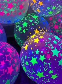 10入組星星圖案夜光小氣球 - 彩色 - 查看 3