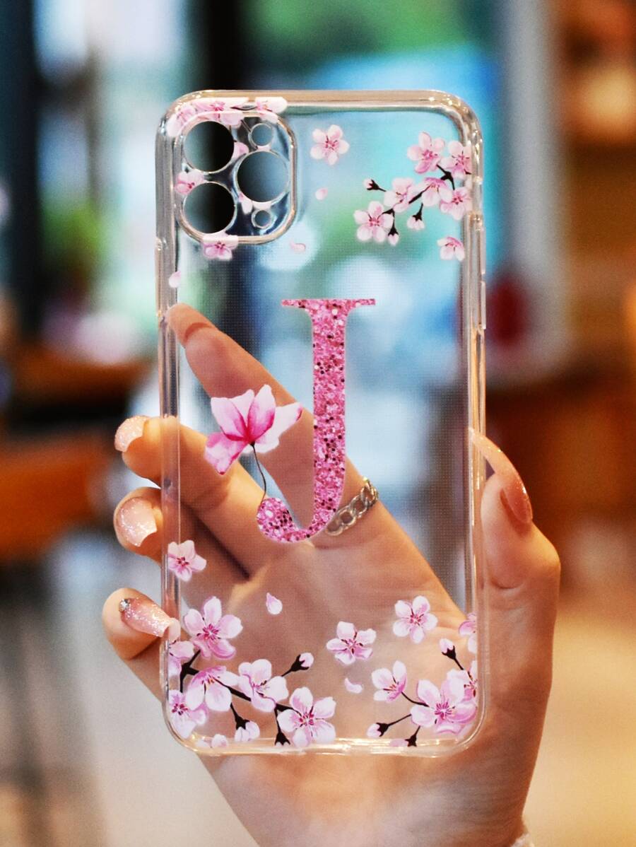 花朵字母圖形透明手機殼 - 彩色 - 查看 1