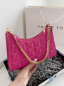 Tối giản Chi tiết đường khâu Cái túi - Màu Hồng Tươi - Xem 1