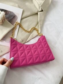 Tối giản Chi tiết đường khâu Cái túi - Màu Hồng Tươi - Xem 2