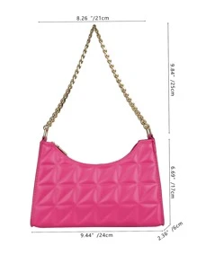 Tối giản Chi tiết đường khâu Cái túi - Màu Hồng Tươi - Xem 3