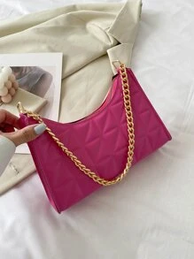 Tối giản Chi tiết đường khâu Cái túi - Màu Hồng Tươi - Xem 8