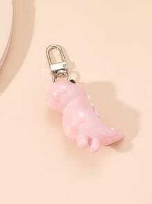 1 móc khóa khủng long hoạt hình Unisex, mặt dây chuyền hình khủng long mini dễ thương bóng loáng, món quà lý tưởng cho cặp đôi và bạn bè - Hồng - Xem 2