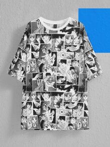 Spookish Delight Manfinity EMRG Tops Nam Con số Lá thư Đường phố - Đen và trắng - Xem 1