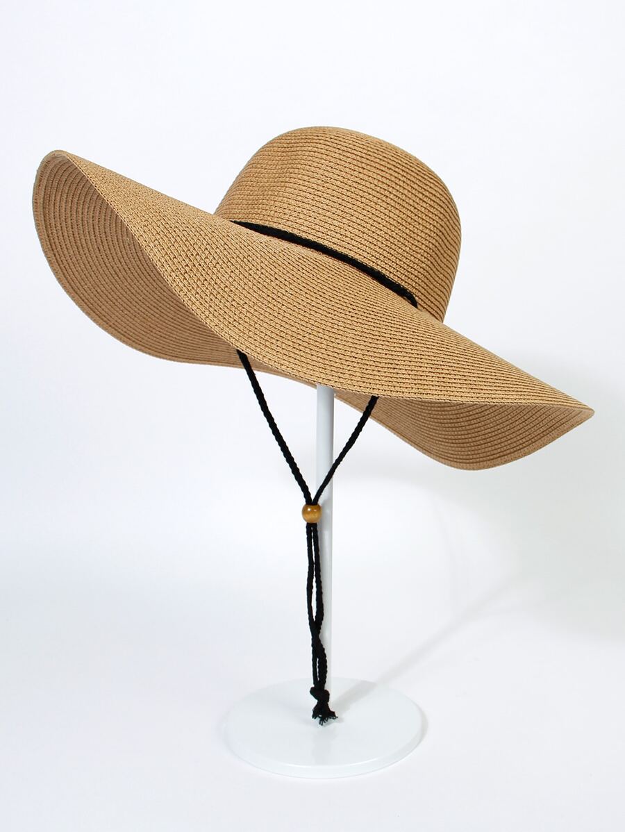Mũ rơm trang trí dây bện - Màu Khaki - Xem 1