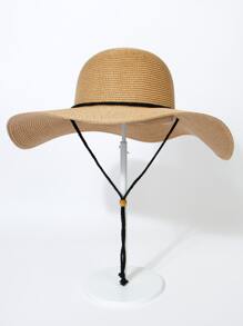 Mũ rơm trang trí dây bện - Màu Khaki - Xem 3