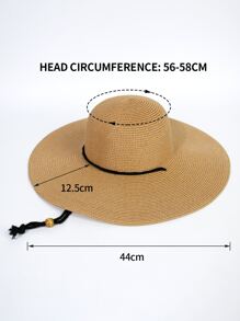 Mũ rơm trang trí dây bện - Màu Khaki - Xem 5